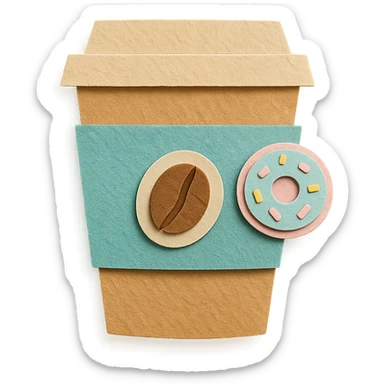 to-go coffee cup with coffee bean and donut pastel stickers sticker