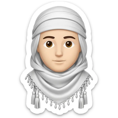 white shemagh arranged classic style visible tassels no face clean look sticker