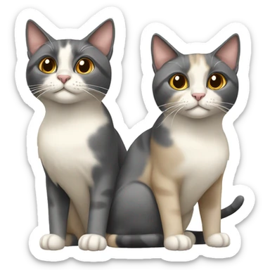 Two grey & beige calico cats sticker