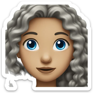 girl with long dark curly hair and blue eyes sticker