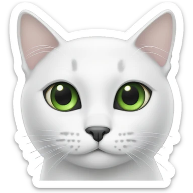 White cat with black ears, black over right eye and green eyes sticker