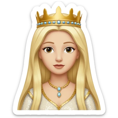 Queen of Sheba from The Bible with long blonde hair, ivory sequin outfit sticker