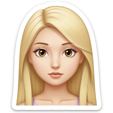 A girl with blonde straight hair and long lashes  sticker