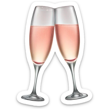 two clinking champagne glasses with sparkling rose sticker