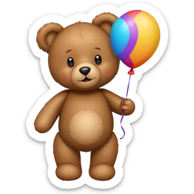 Teddy bear with colourful balloon in hand sticker