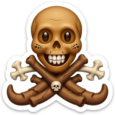 poop emoji with bones and 3 skulls sticker