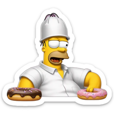 Homer Simpson mangeant des donuts  sticker