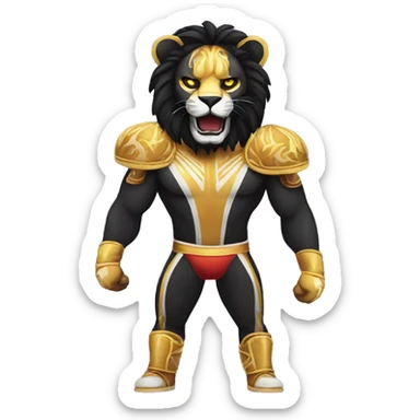 Black lion as lucha libre wrestler sticker