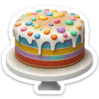 Realistic cake with colorful glitter sticker