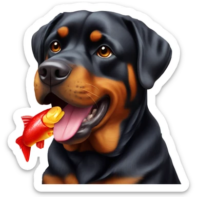 Stupid Rottweiler eating Swedish fish sticker