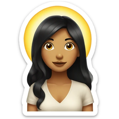 Morning sun with hearts and girl with black hair sticker