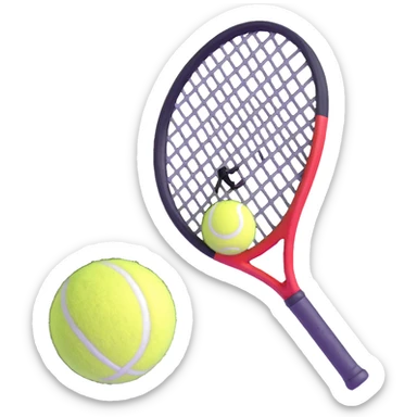 preppy tennis racket and ball sticker