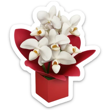 Realistic orchid bouquet 15 in a red box sticker