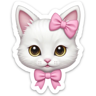 Uma gatinha branca com lacinho rosa sticker
