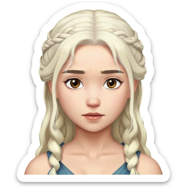 Daenerys Targaryen with platinum blonde hair from Game of Thrones, chest up portrait sticker
