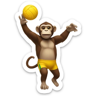 Monkey playing volleyball  sticker