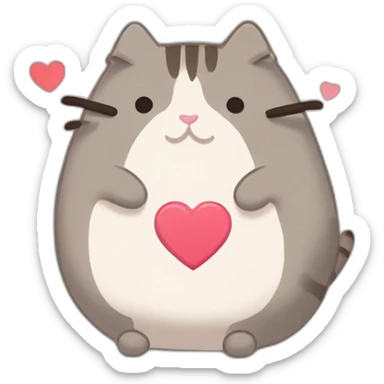 Pusheen holding heart sticker
