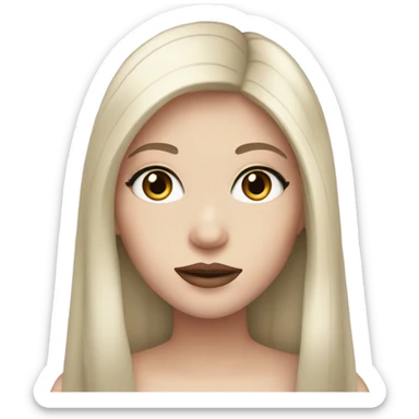 a girl who has a pale skin tone with dark features and straight hair with long lashes and lipgloss  sticker