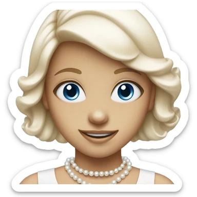 smiling girl with pearl necklace blue eyes sticker