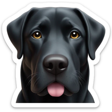 Black lab triangular chubby face small black eyes small tongue white mustache sticker