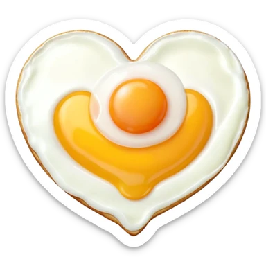 fried egg in the shape of a heart sticker