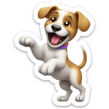 Dog dancing with a ball sticker