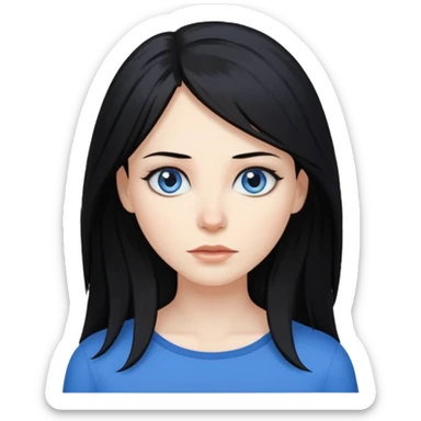 white woman with choppy long black hair sticker