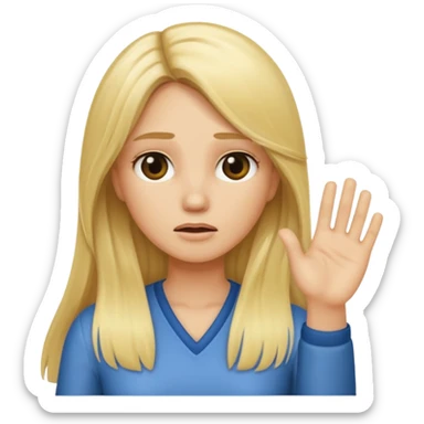 blonde female long hair saying stop sticker