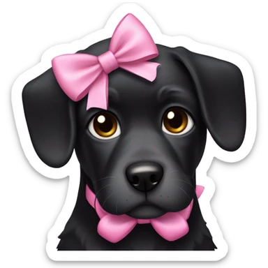 A Black dog with pink bows sticker