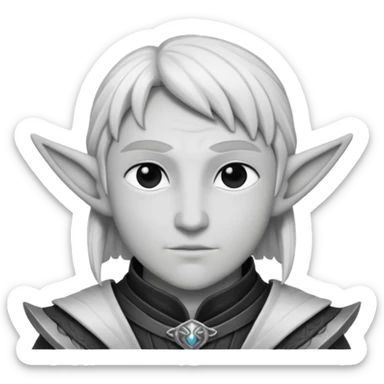 Elfos dnd estilo blanco y negro dibujo sticker