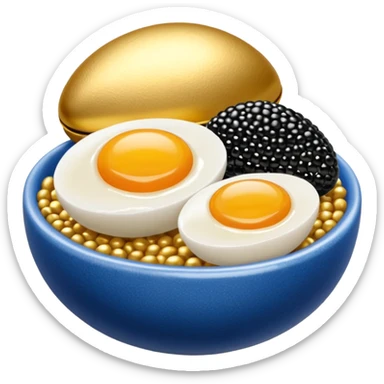 Cuenco azul y dorado con caviar sticker