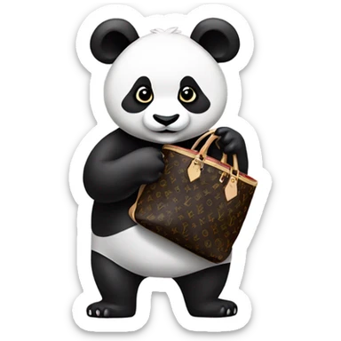 Panda carrying Louis Vuitton neverfull bag  sticker