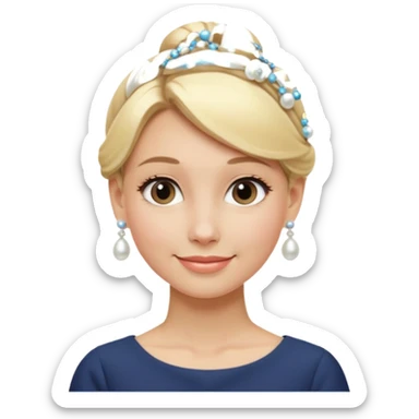 Blonde Women with Bun, Elegant Lady – blonde hair in neat low bun, pearl earrings, gentle smile.
 sticker