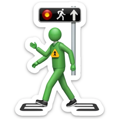 Crosswalk Light signal icon , Green walking man. sticker