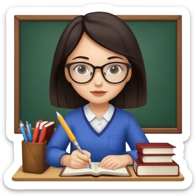 dark hair light skin girl with long hair studying for medical school exam  sticker