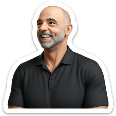 bald bearded guy in black sticker