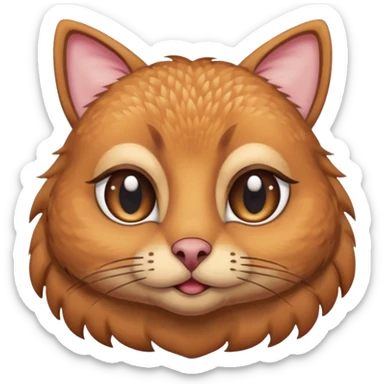 A shy but handsome turkey cat with one large eyebrow connected in the middle. He is batting his long eyelashes and blushing sticker