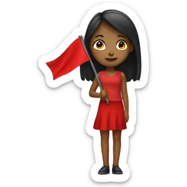 girl holding a red flag sticker