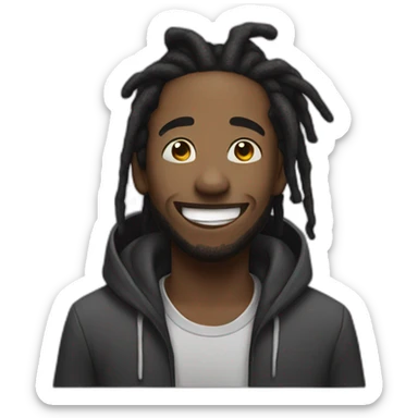 Black man with dreadlocks and hoodie laughing sticker