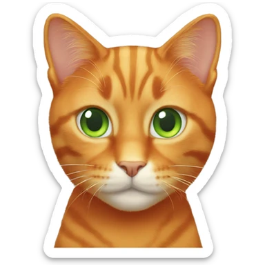 Orange cat with green eyes sticker