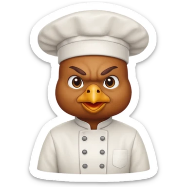 Ahora como una gallina con ropa de chef enojada sticker