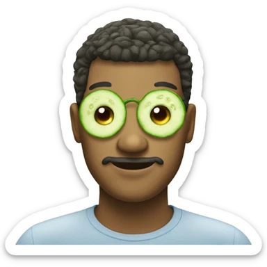 relaxing emoji with cucumbers on eyes sticker