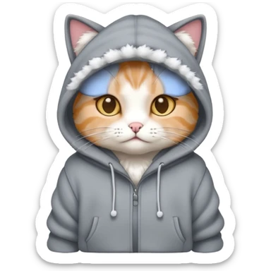 Cat with hoodie on in the snow sticker