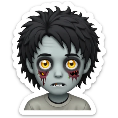 boy zombie with curly black hair emo grey skin make the emoji look like this one 🧟 sticker