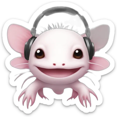 cute-axolotl-with-white-headphone sticker
