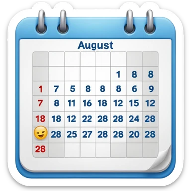 Emoji of calendar page for August 18 sticker