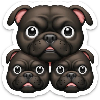 Black Bulldog one body and three heads sticker