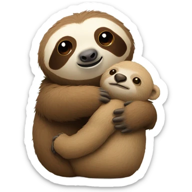 Sloth hugging a teddy bear with heart eyes  sticker