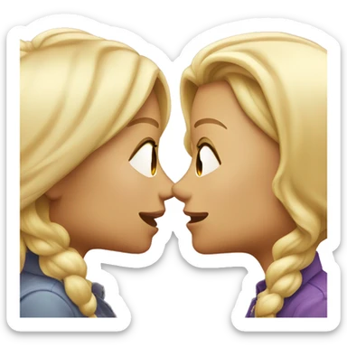 two lesbians kissing : one is older, femme and blond. Another is younger  sticker