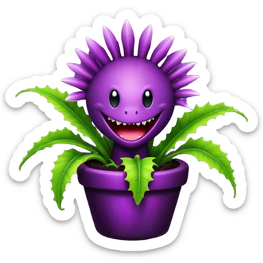 Black and purple Venus flytrap sticker